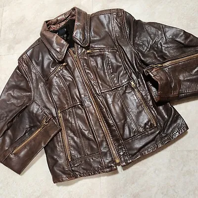 VTG 60s 70s Lesco Leather Jacket Womens Size 16 Motorcycle Cafe Fur Lined Talon • $122.47