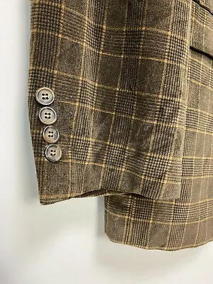 GRISBY Men's Brown Velvet Checked Blazer Jacket Size EU50 UK40 • $35.76