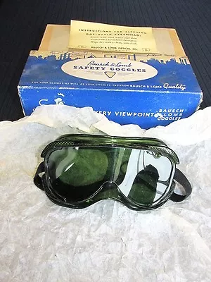 Vintage Bausch & Lomb Safety Goggles Green With Box SteamPunk Retro • $43.69