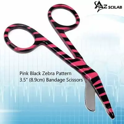 Bandage Lister Scissors Medical Cutting Tools Pink Black Zebra Stripes Pattern • $5.99