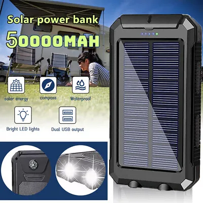 $28.99 • Buy 50000mAh Solar Charger Waterproof Solar Power Bank LED Emergency Phone Battery