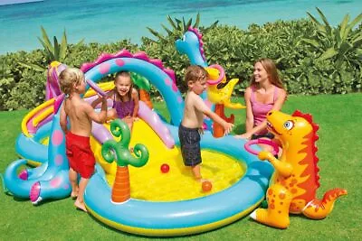 Outdoor Play Centre Paddling Pool Inflatable Kids Swimming Pool Water Slide Fun • £39.99