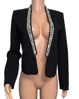 Michael Kors Brand Designer Beaded Trim Lined Classy Blazer Jacket Sz 8 VTG-Y • $28.90