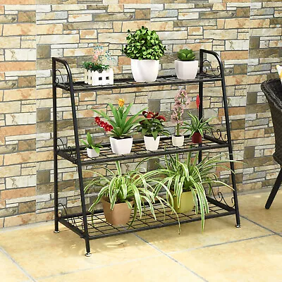 $53.95 • Buy 3-Tier Metal Plant Stand Shelf Flower Pot Holder Corner Rack Shoe Organizer