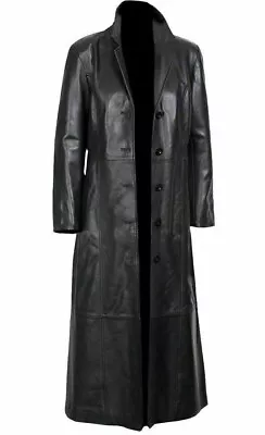 Long Trench Coat For Men Full Overcoat Length Winter Classic Leather Coat • $182