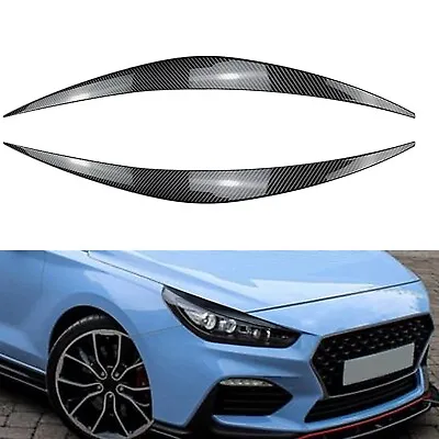 Carbon Fiber Look Headlight Eyelid Trim Cover For Hyundai I30 I30N MK3 2017-19 • $16.85