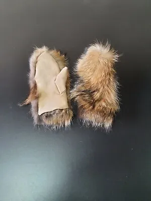 Womens Real Handmade Raccoon Fur Mittens With Cashmere And Fleece Lining • $89