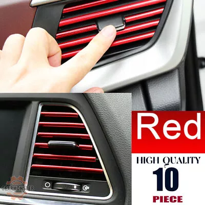 10x Car Auto Accessories Air Conditioner Air Outlet Decoration Strip Cover Red  • £2.95