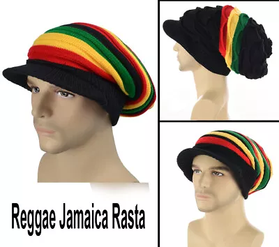 Jamaica Jamaincan Jamaic Reggae Bob Marley Hippie 70s Beanie Rasta Visor Hat • $15.95