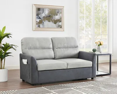 £369.99 • Buy 2 Seater Sofa Bed Fabric Grey Duo Contrast With Storage Pull Out Clic-Clac