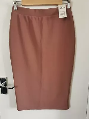 Miss Selfridge BNWT Dusty Pink Pencil Skirt UK 10 Stretch Zip Back  With Split • £7.50