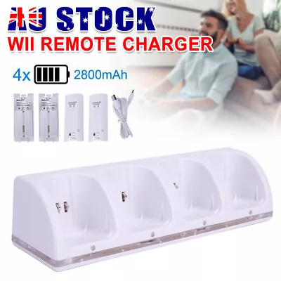 4 Rechargeable Batteries For Nintendo Wii Remote Charger Dock Station Controller • $23.45