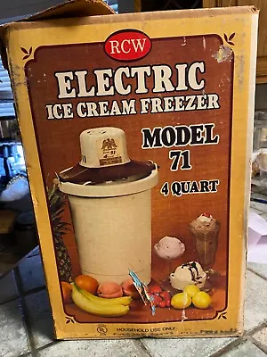 VINTAGE ELECTRIC 4 Quart Ice Cream Maker Richmond Cedar Works Model 71 W/ BOX • $24.99