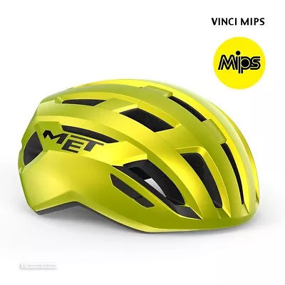 MET VINCI MIPS Road Cycling Helmet : LIME YELLOW METALLIC • $129