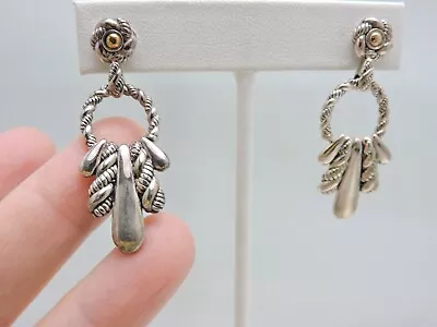 John Hardy JAI Sterling Silver 14k Drop Dangle Earrings 1.75  Fan • $99.99