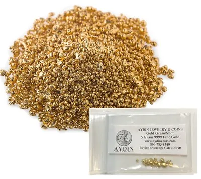 5 Gram Refined Pure 24K Gold .9999+ Fine Gold Grain Shot Casting - IN STOCK • $411.66