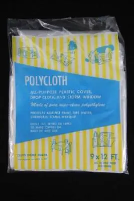 $19 • Buy Vintage 1950s Polycloth Drop Cloth All Purpose Plastic Cover 9 X 12 Foot Sealed