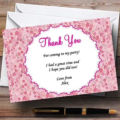 Pink Floral Garden Tea Party Thank You Cards Personalised Party Thank You Cards • £9.99