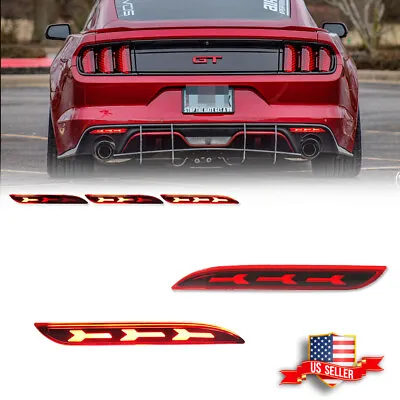 Sequential LED Rear Bumper Reflector Brake Signal Lights For 15-17 Ford Mustang • $29.99