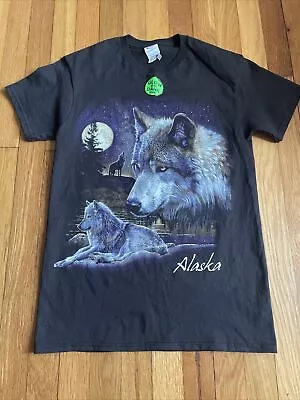 WOLF Black Howling - Moon Glow In The Dark Alaska - Unisex T-Shirt Small • $9