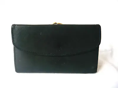Retro Fabretti Black Leather Wallet Purse 170mm X 100mm • £9