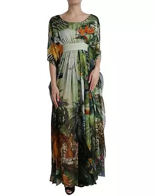 Dolce&Gabbana Women Multicolor Dress 100% Silk Jungle Print A-Line Gown Sz IT 36 • $1325.94