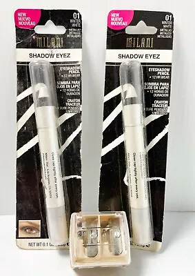 NEW (2) MILANI SHADOW EYEZ Eyeshadow Pencil- 01 Winter White + BONUS Sharpener • $17.99
