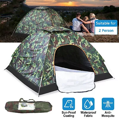 2 Person Outdoor Camping Tent W/Top Rainfly &Storage Bag Adults Kids Backpacking • £16.99