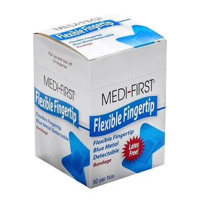 Medi-First Blue Fingertip Bandages Metal Detectable 66050 Latex Free - 50CT/Box • $8.95