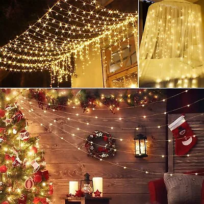 300 LED Curtain Fairy Lights String Light For Xmas Wedding Party Decor W/ Remote • $20.44