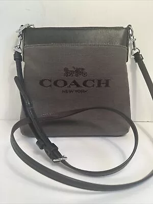 COACH Gray  Kitt Crossbody Messenger Bag Handbag  Leather With Extender • £72.28