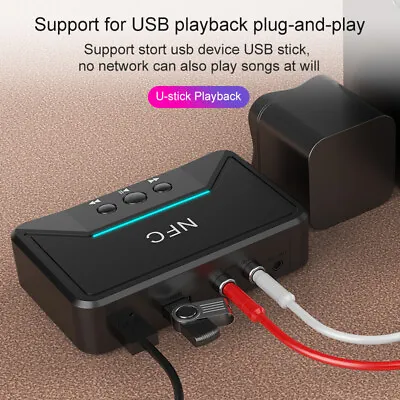 Bluetooth 5.0 Receiver Audio Adapter NFC Enabled For Car Home Stereo Sound AUX • $12.89