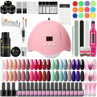 Rich Colors Gel Nail Polish Kit With UV Nail Lamp Drill Machine Poly Gel Starter • $37.99