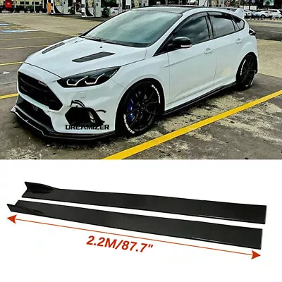 For Ford Focus ST Gloss Black Side Skirts Rocker Panel Splitters Lip 86.6''/2.2M • £79.12