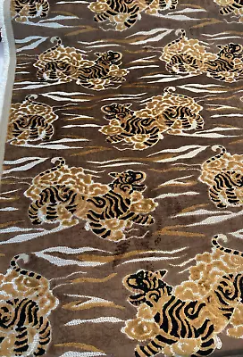 Zen Master Copper Brown Tiger Cut Velvet Upholstery Swavelle Fabric By The Yard • $45.99