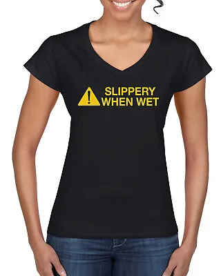£19.65 • Buy Caution! Slippery When Wet Women Junior VNeck Tee
