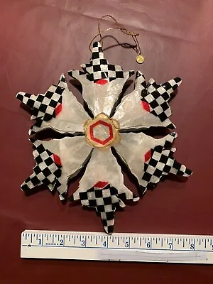 MacKenzie Childs Courtly Check Metal W/shell Like Top Design Ornament • $24