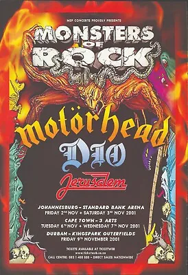Motorhead Reproduction 4  X 6  Mini Concert Poster Free Top Loader   • $4.99