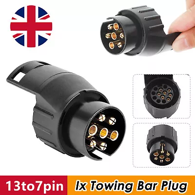 13 To 7 Pin Plug Trailer Truck Waterproof Electric Adapter Towbar Towing Socket. • £6.39