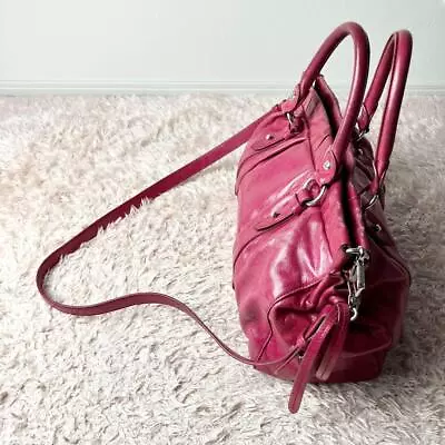 MIUMIU VITELLO LUX  2way Shoulder Bag Handbag Pink Leather Ladies Used • $209.99