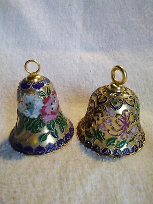 2  Vintage Brass And Enamel Cloisonné Bells/ Ornaments • $11.98