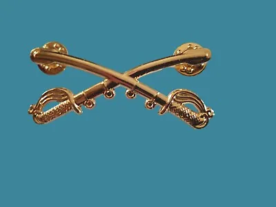 U.s Military Cavalry Metal Hat Badges Pin Crossed Sabers Swords Large Pin 2 1/4  • $6.49