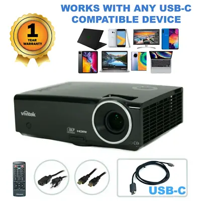 ViviTek D837 DLP Projector 3200 Lumens - Professional Streaming Bundle USB-C • $159.80