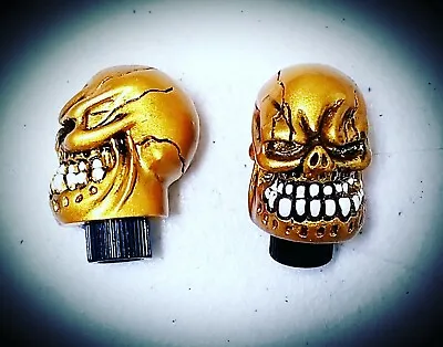 Motoking Bmx Presta Voodoo Skull Valve Caps ( Pair ) Gold • $15