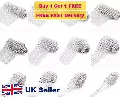 £0.99 • Buy *Buy 1 Get 1 FREE SILVER* Diamante Rhinestone Diamond Wedding Cake Trim Ribbon