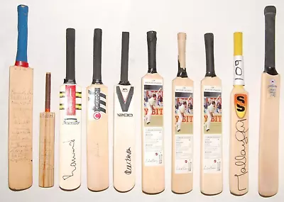 $395 • Buy Collection Of 10 Mini Cricket Bats Signed By Players
