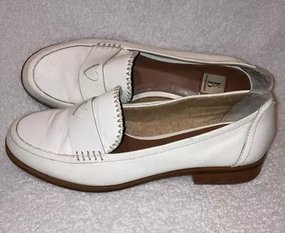 Ellen Degeneres ED Laddie White Leather Loafers Shoes Women's Size 8M Heart • $32.90