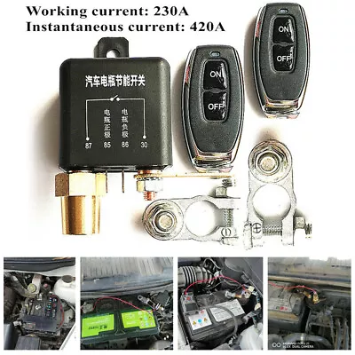 $36.98 • Buy 12V Wireless Dual Remote Car Battery Disconnect Relay Master Kill Cut-off Switch