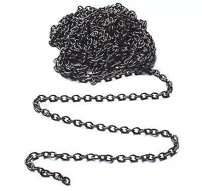 2 X Meter Gunmetal Black Plated Fine Trace Chain 2x3mm Jewellery Necklace Craft • £1.99