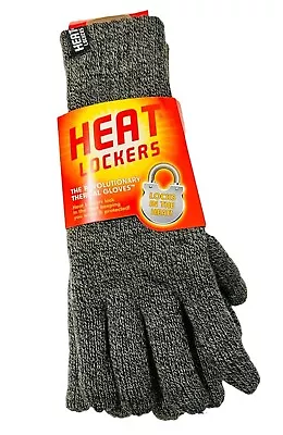 Heat Lockers Men's Gray Knit Insulating Yarn Faux Fur Lined Gloves Sz M/L • $6.99